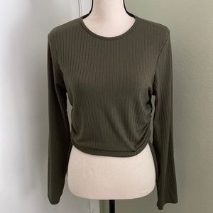 Pretty Little Thing Ribbed Long Sleeve Adjustable Crop Top